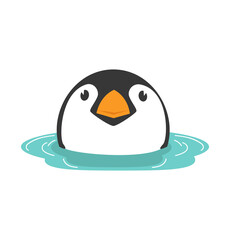 Head baby Penguin in water vector