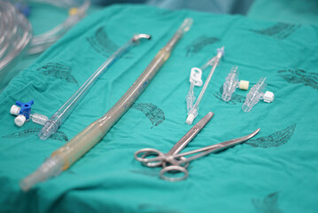 The medical instruments use for open heart surgery.