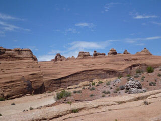 Fototapeta premium Scenic view of the red rock sandstone formations at Arches National Park in Utah