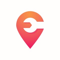 Letter E Spanner Pin Logo Design Template