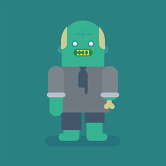 Old businessman zombie character. Vector character