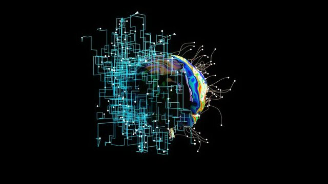 Abstract background of Artificial Intelligence with left and right Brain