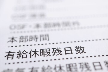 給与明細に記された有給休暇残日数