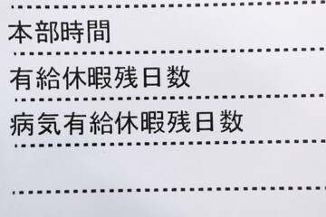 給与明細に記された有給休暇残日数
