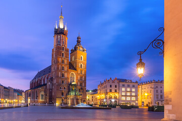 Naklejka na ściany i meble Main market square, Krakow, Poland