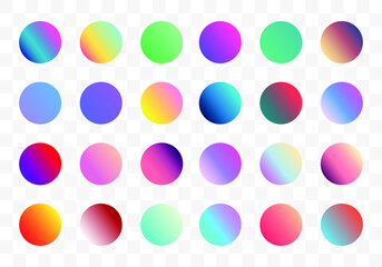 Set of round Vector Gradient. Multicolor Sphere. Modern abstract background texture. Template for design. Isolated objects
