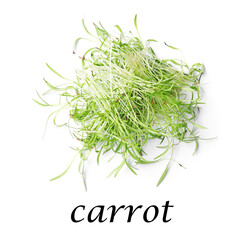 Pile of fresh microgreen isolated on white, top view