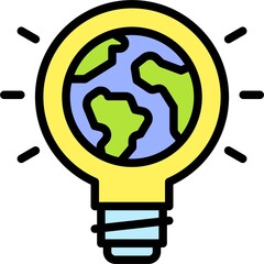 Earth inside Light Bulb icon, Earth Day related vector