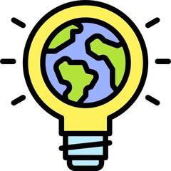 Earth inside Light Bulb icon, Earth Day related vector