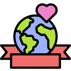 Earth with Ribbon banner icon, Earth Day related vector