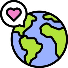 Earth with heart in speech bubble icon, Earth Day related vector