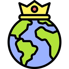 Earth with Crown icon, Earth Day related vector