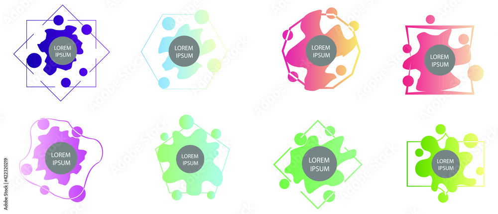 Poster set of modern abstract vector banners. multicolor flat geometric shapes. geometric gradient figures,