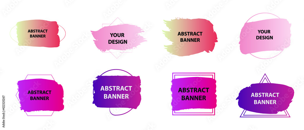 Poster set of modern abstract vector banners. multicolor flat geometric shapes. geometric gradient figures,
