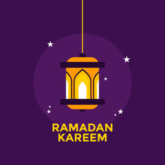 Obraz na płótnie Canvas Hanging Islamic Lantern Decorative Ramadan Kareem Background with Stars. Good for Banner and Poster