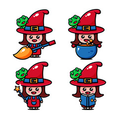 cute little witch character design themed the world of witch