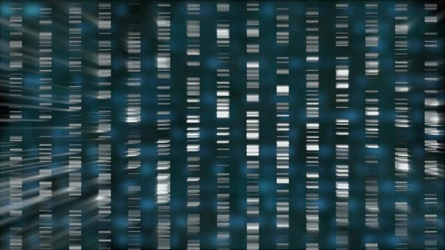 DNA barcodes . DNA barcoding  with downward scanning light rays effect. Medical data bioinformatics.  3d animation render