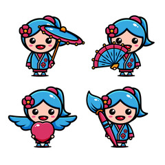 cute little princess character design with many expression