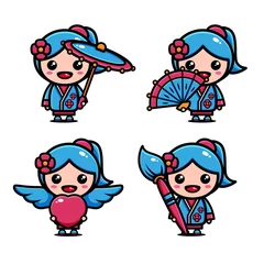 Fotobehang cute little princess character design with many expression © Arta Digital
