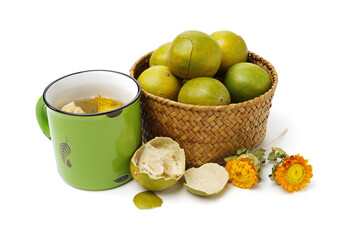 Golden Luo Han Guo on white background