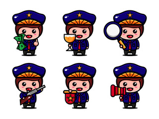cute poliice character design with themed keeping security