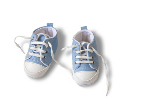 Blue First Baby Shoes Isolated On White Background