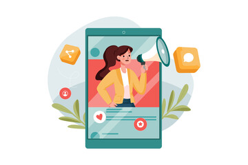 Female marketing employee working on digital marketing