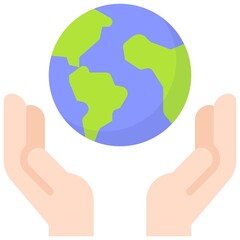 Earth with hands icon, Earth Day related vector