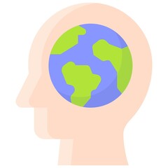 Head with Earth inside icon, Earth Day related vector