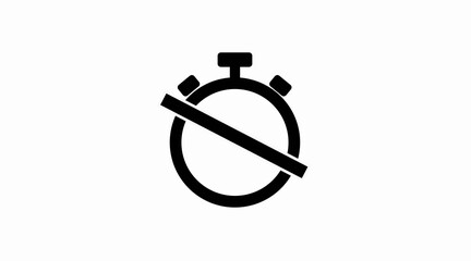 Alarm off icon. Vector isolated black and white illustration of a crossed Chronometer Icon
