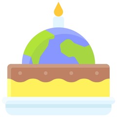 Earth Cake icon, Earth Day related vector