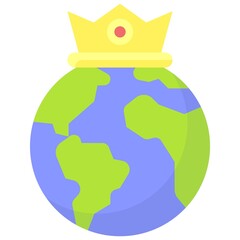 Earth with Crown icon, Earth Day related vector