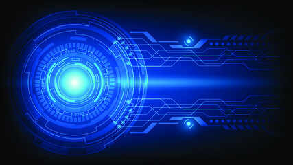 Obraz premium Abstract Digital circuit technology future, system data connection interface computer on dark blue background