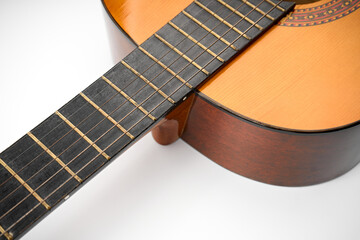 Acoustic guitars isolated on white background. Musical instrument. 