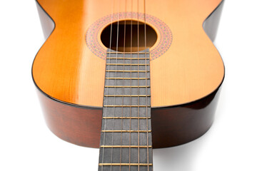 Acoustic guitars isolated on white background. Musical instrument. 