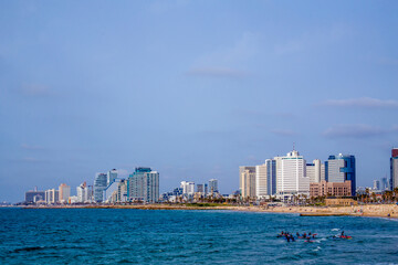 Tel Aviv, Israel - March 15, 2021: Tel Aviv view from Jaffa on a sunny day