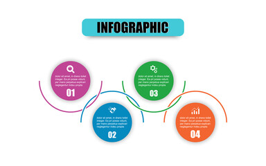 Vector circle design template infographic for illustration. Timeline infographic template cycle diagram, graph, presentation four steps. Thin line flat circle business concept design with 4 options.