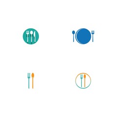 spoon and fork logo and symbol vector image