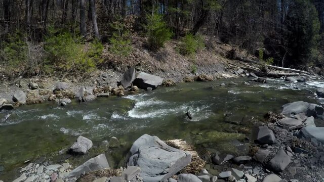 Sage Creek on Seward Road in the small town of Windsor in Broome County in Upstate NY.  Now that the snowmelt is over the creek can return to its normal levels.  Rushing water.