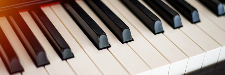 Fototapeta na wymiar Close up view of Electronic Piano keyboard background