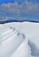 a snowy mountain tourist route