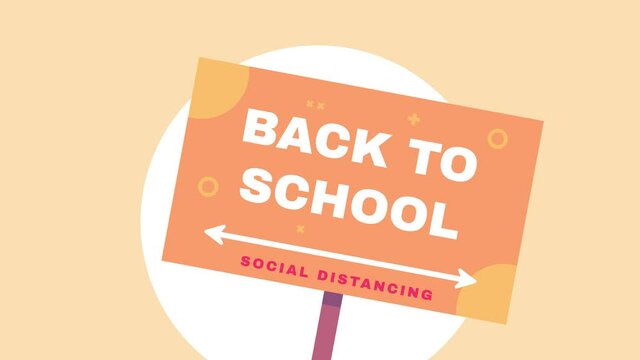 Back to School and Social Distancing text on board