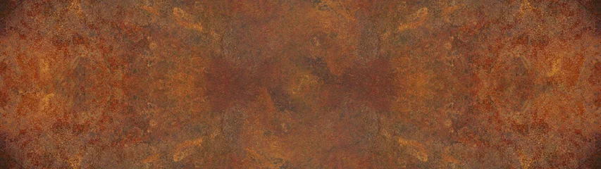 Foto op Plexiglas Grunge roestig oranje bruin metaal cortenstaal steen achtergrond textuur banner panorama © Corri Seizinger