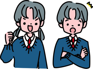 ガッツポーズをする学生のイラスト