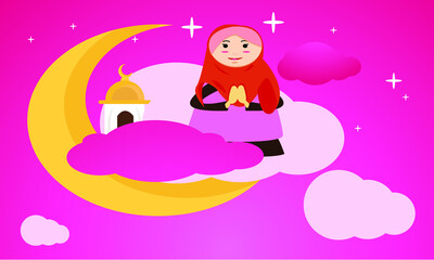 Cute character backgrounds for Ramadan