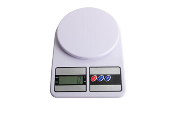 Included electronic kitchen scales on the isolated background