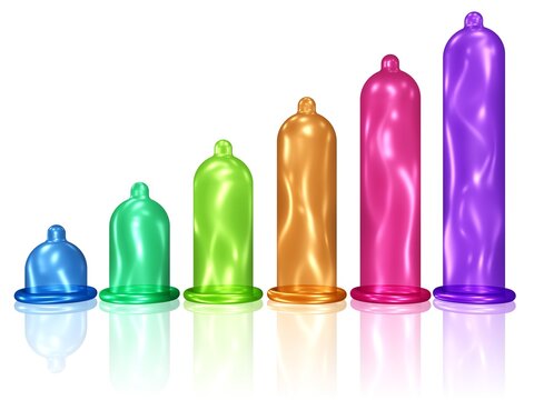 bunte Kondome in verschiedenen Gr&ouml;&szlig;en