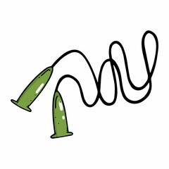 Skipping rope in simple color doodle style isolated on white background. Vector hand drawn doodle illustration.