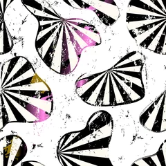 Gardinen seamless pattern background, retro style, with waves, stripes, paint strokes and splashes, black and white © Kirsten Hinte