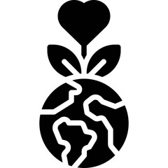 Flower on small Earth globe icon, Earth Day related vector